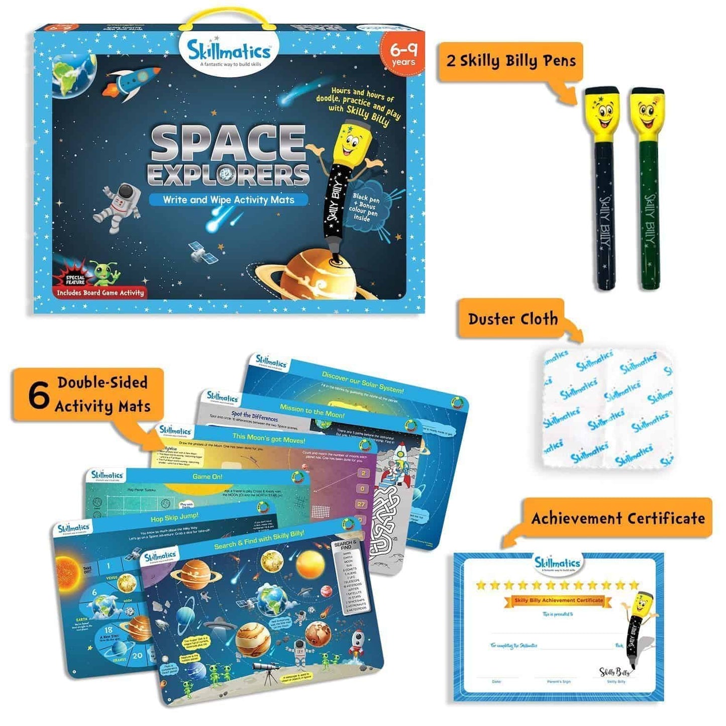 Skillmatics Space Explorers - Teach Kids About Space - Write & Wipe