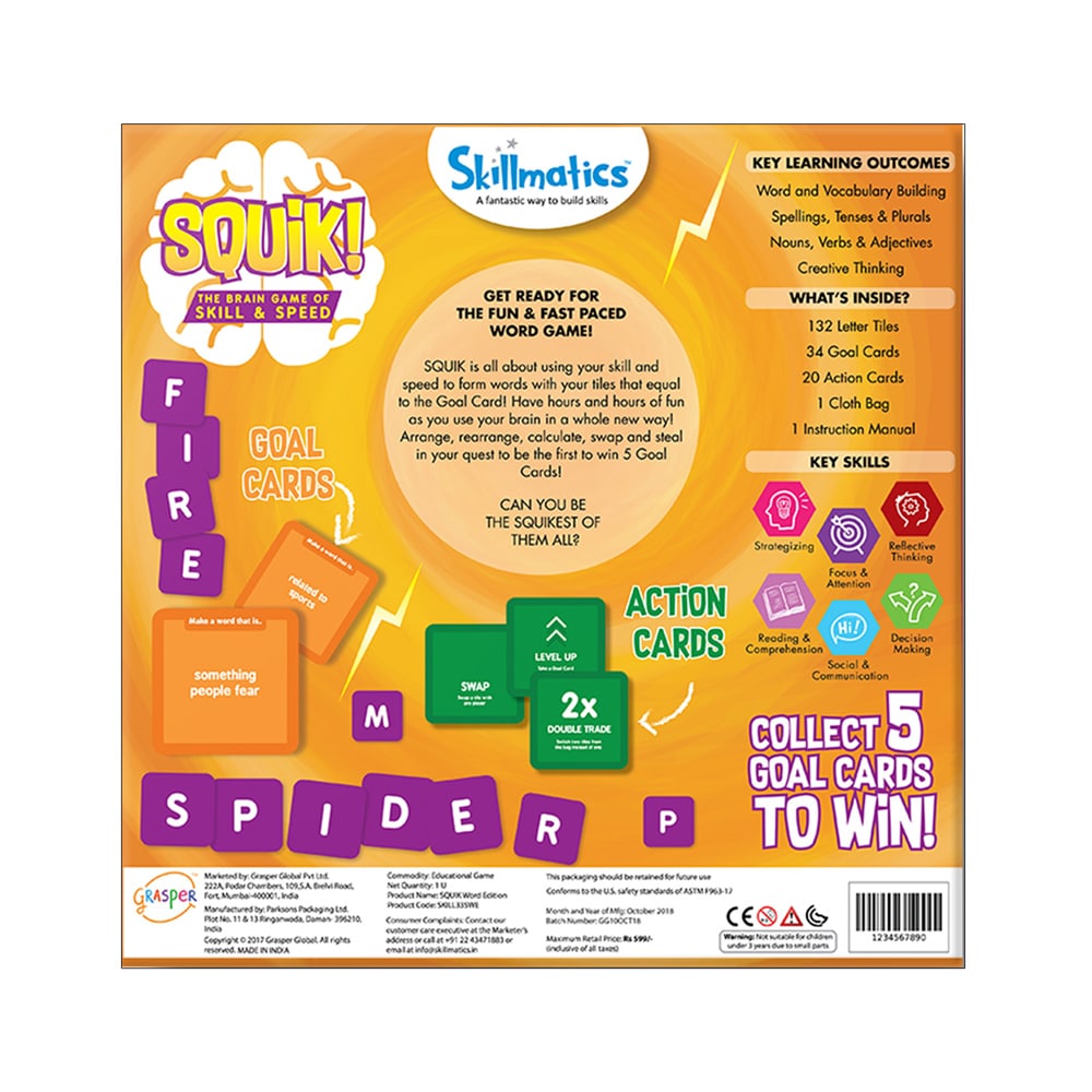 Skillmatics SQUIK The Word Edition - Educational Brain Game Helps